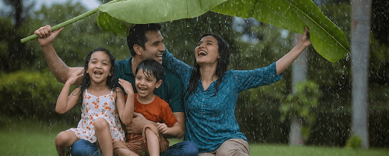 Family enjoying monsoon rain — Yoda Diagnostics